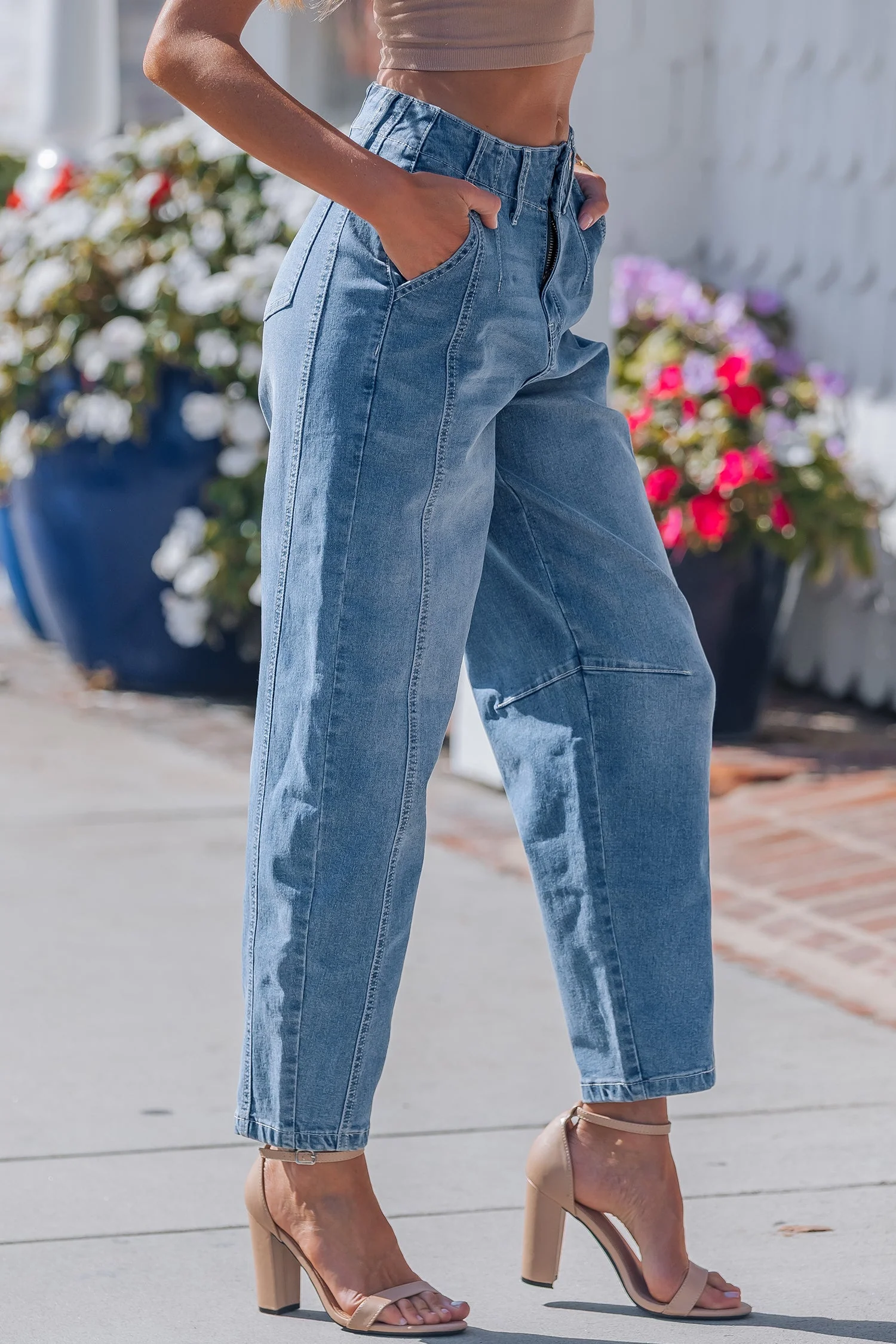 Threaded Pear Hana Wash Cuffed Barrel Jeans - Image 3