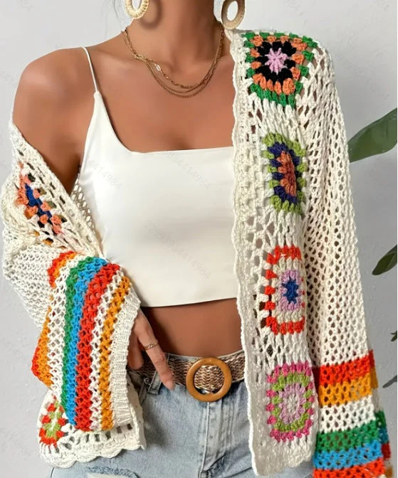 Hand-Crocheted Knitted Cardigan for Women - Image 3
