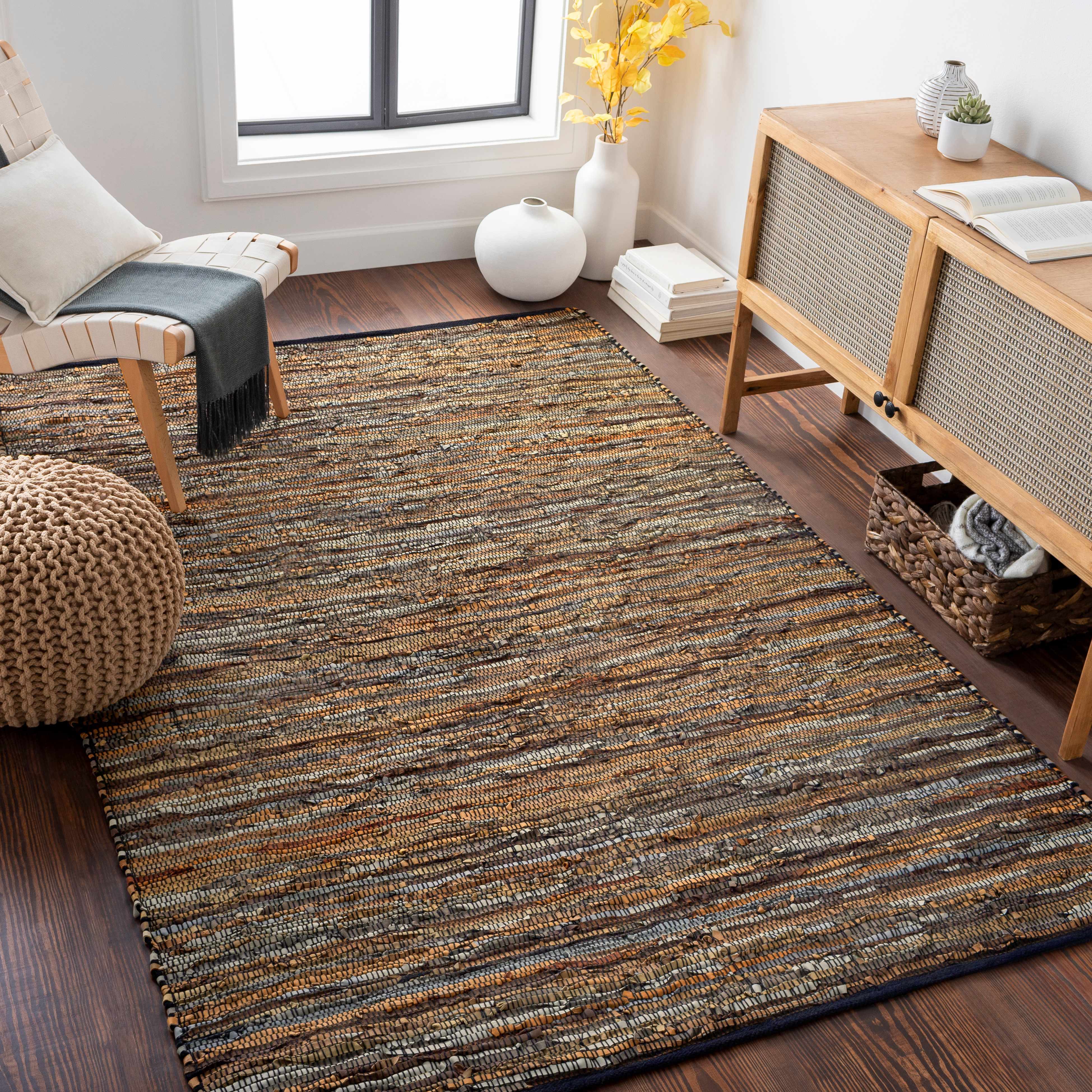 Hand Woven Leather Rag Rug - Clearance - Image 2