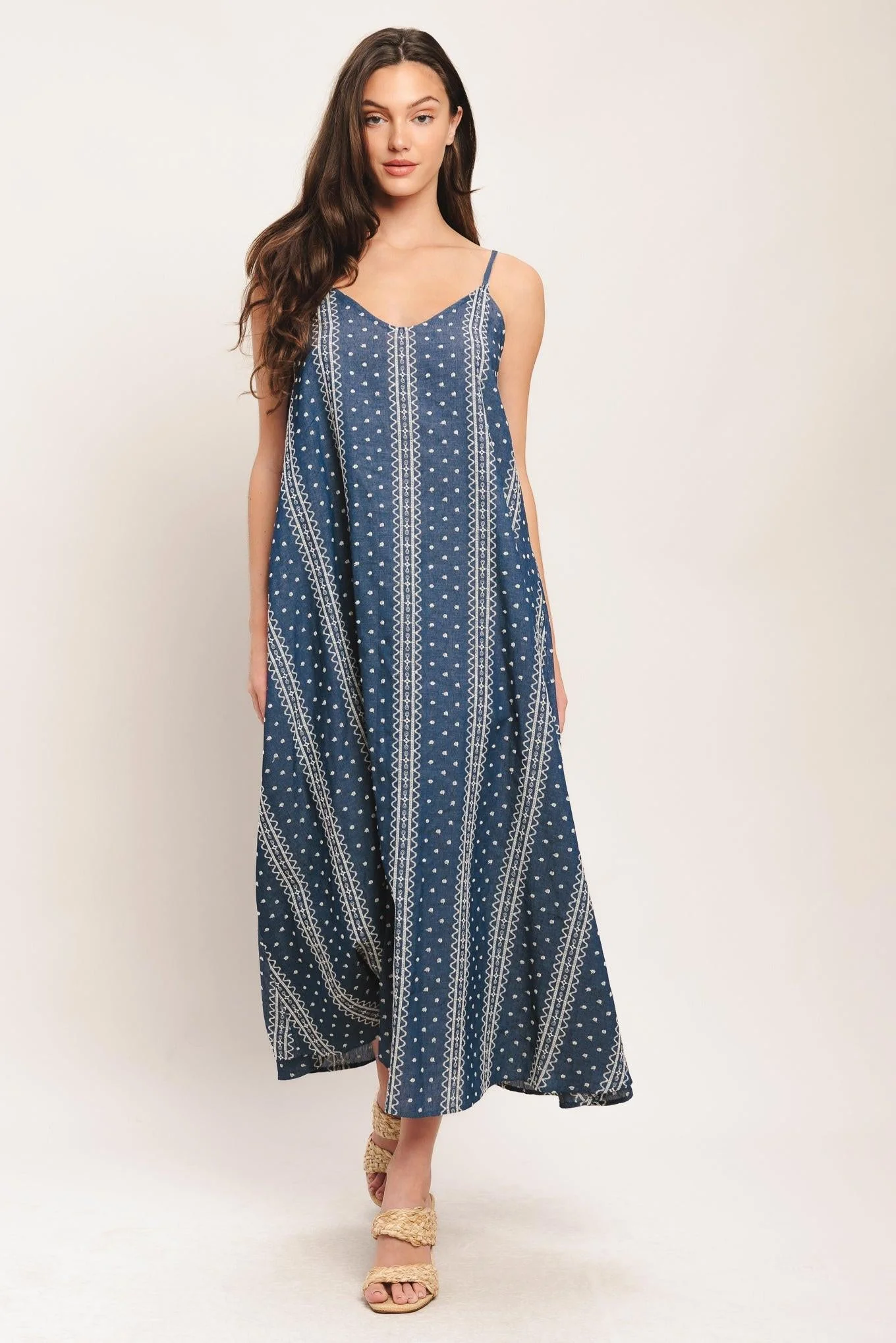 Handloom Sky Woven Midi Dress - Image 4