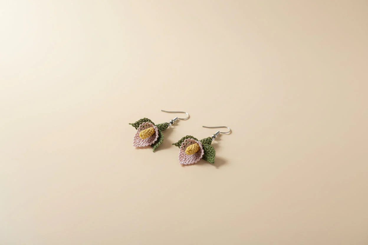 Handmade Floral Dangle Earrings - Image 5