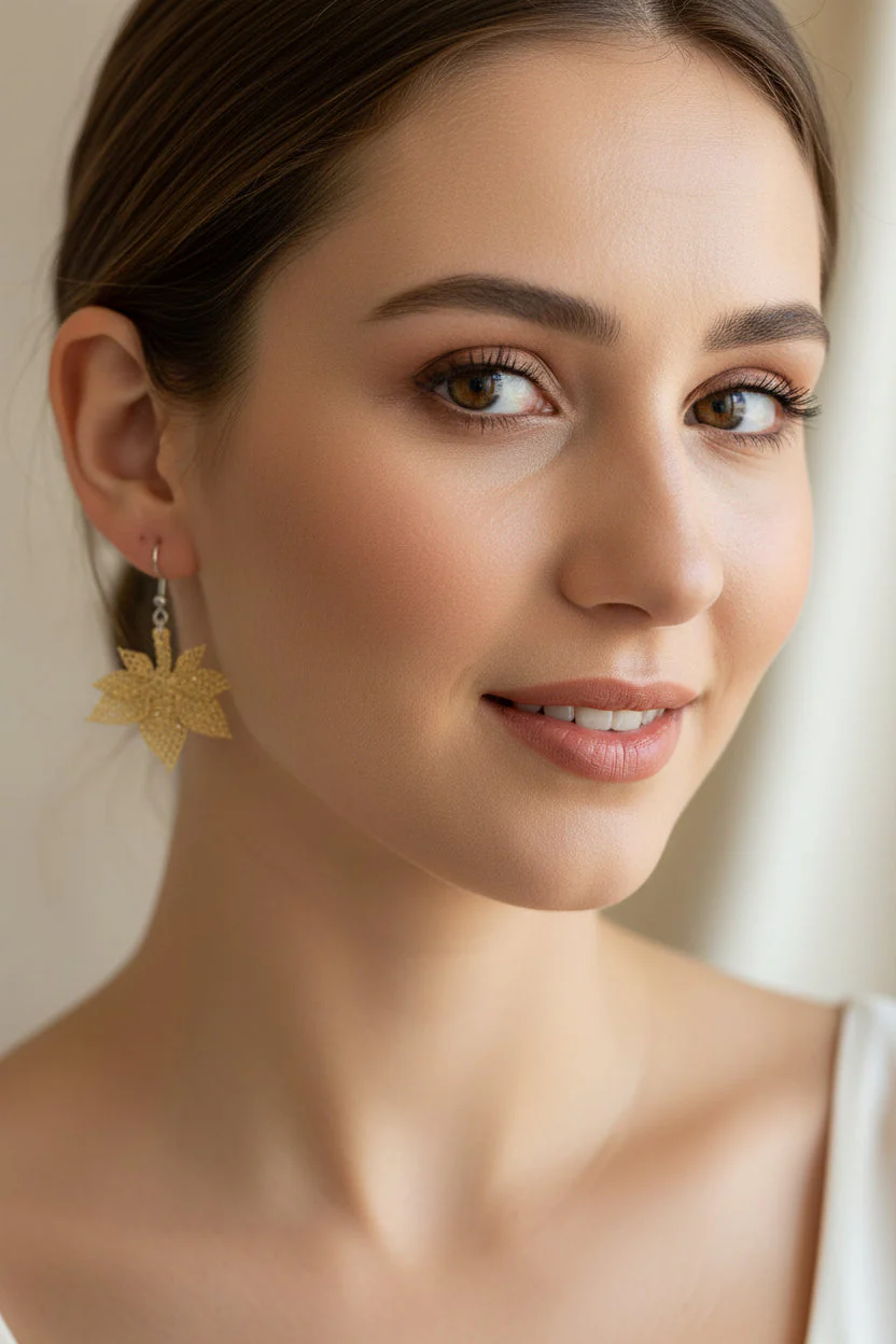 Handmade Leaf Dangle Earrings - Image 3
