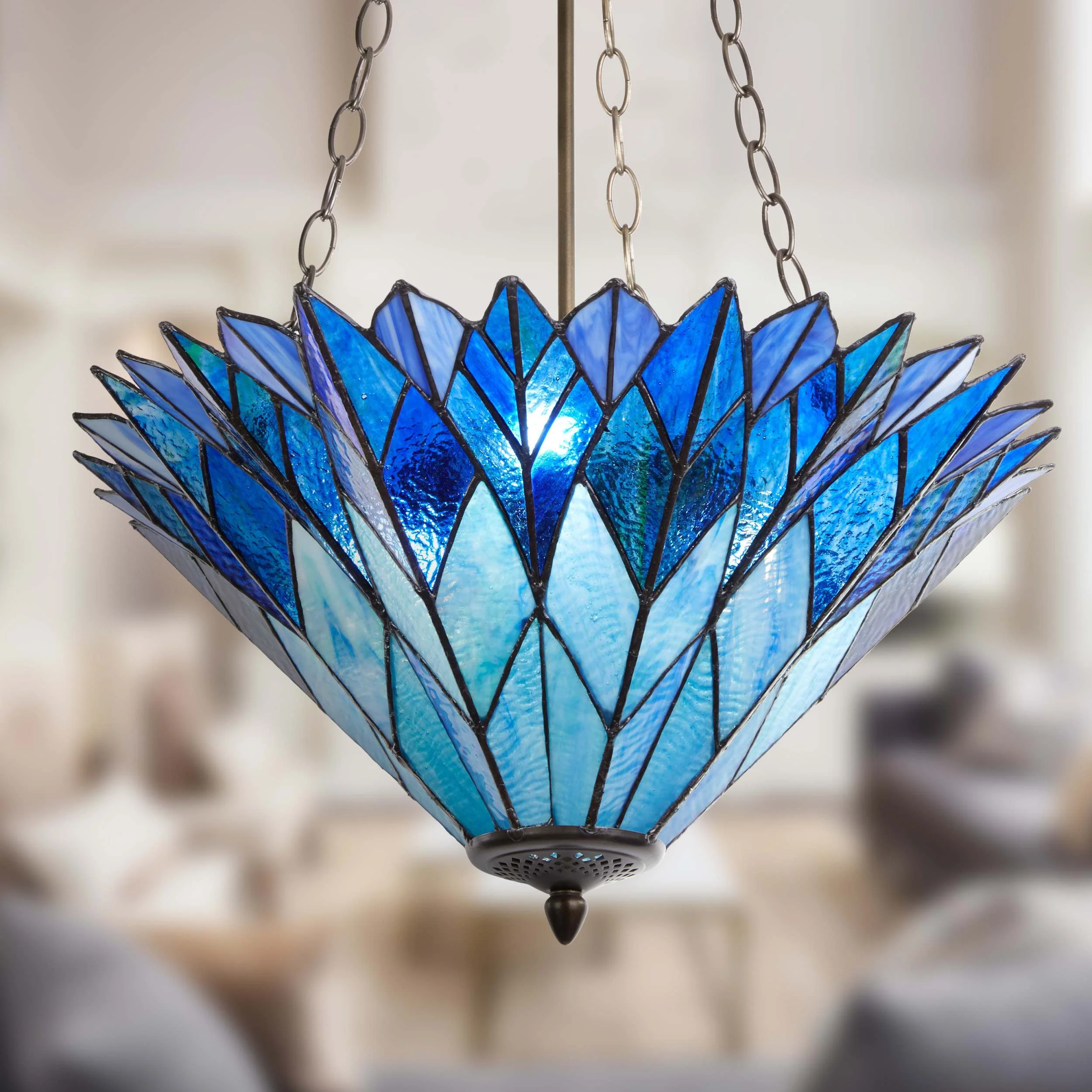 River of Goods Graceful Azura Unique Tiffany Style Shade Pendant Light - Image 2