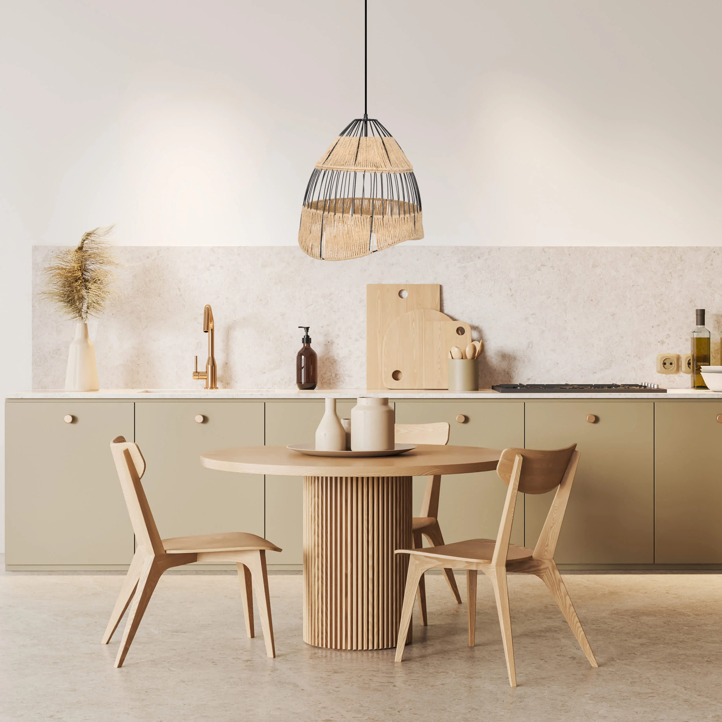 River of Goods Asymmetrical Jute and Black Pendant Light - Image 2