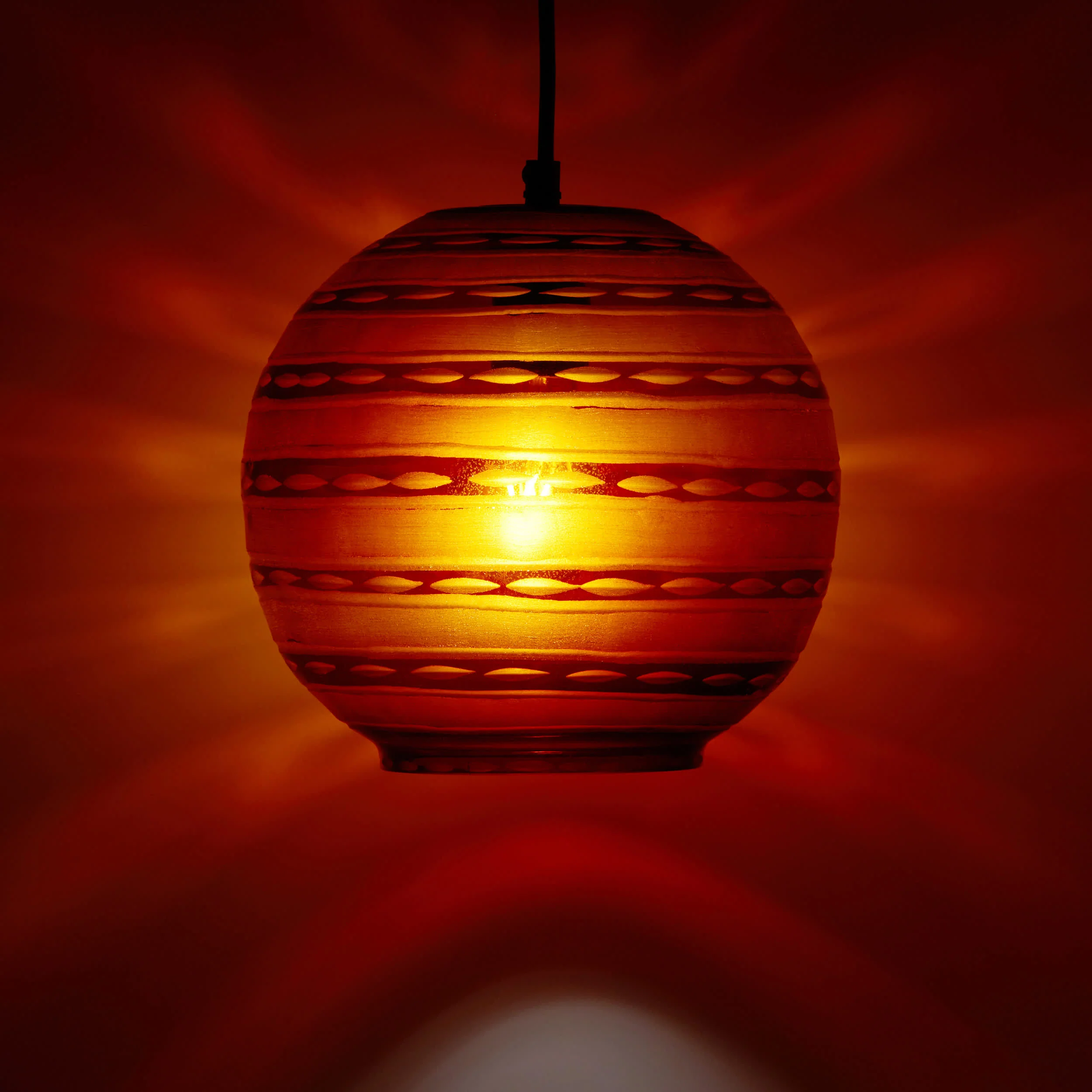 River of Goods Modern Red Blown Glass Globe Shade Pendant - Image 10