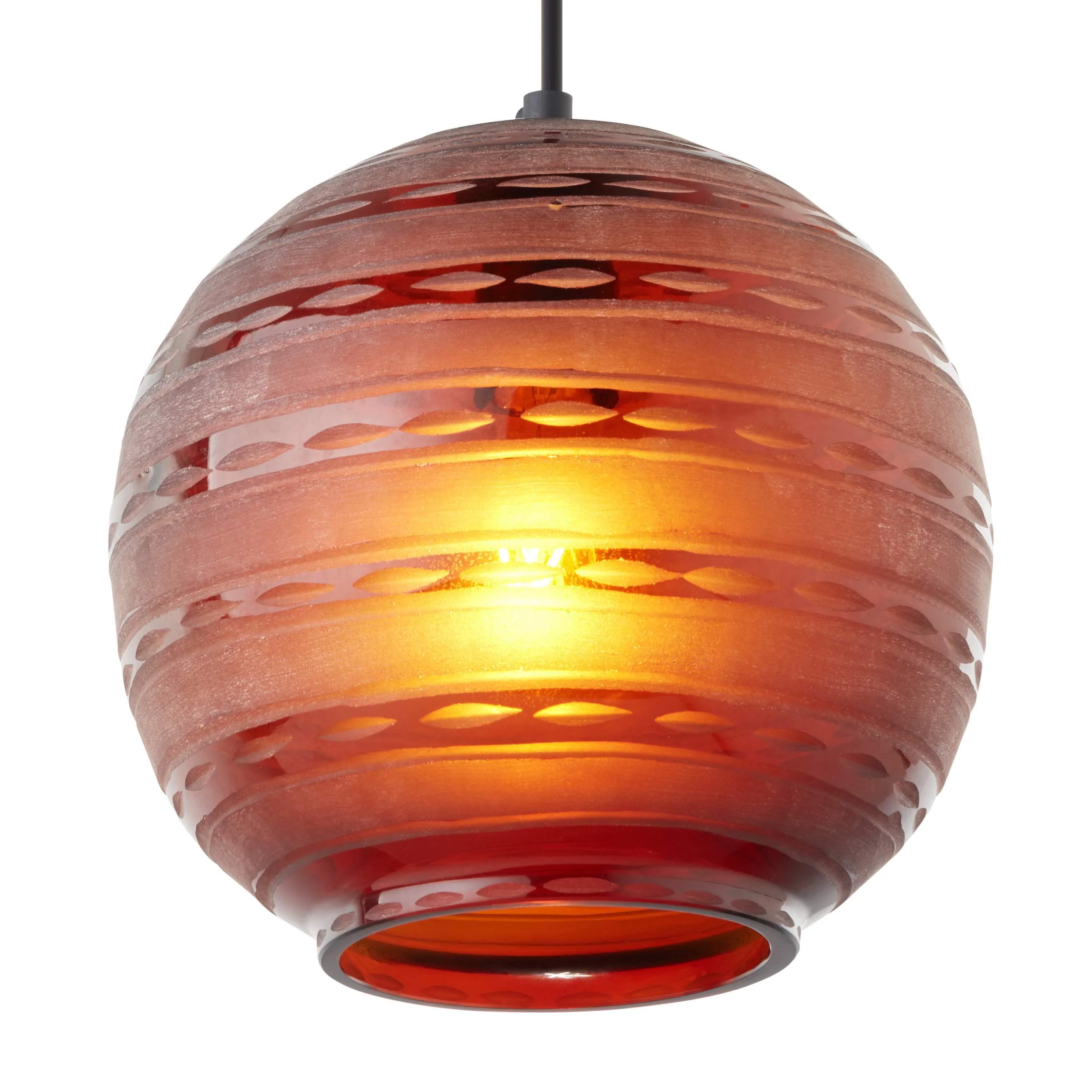 River of Goods Modern Red Blown Glass Globe Shade Pendant - Image 8