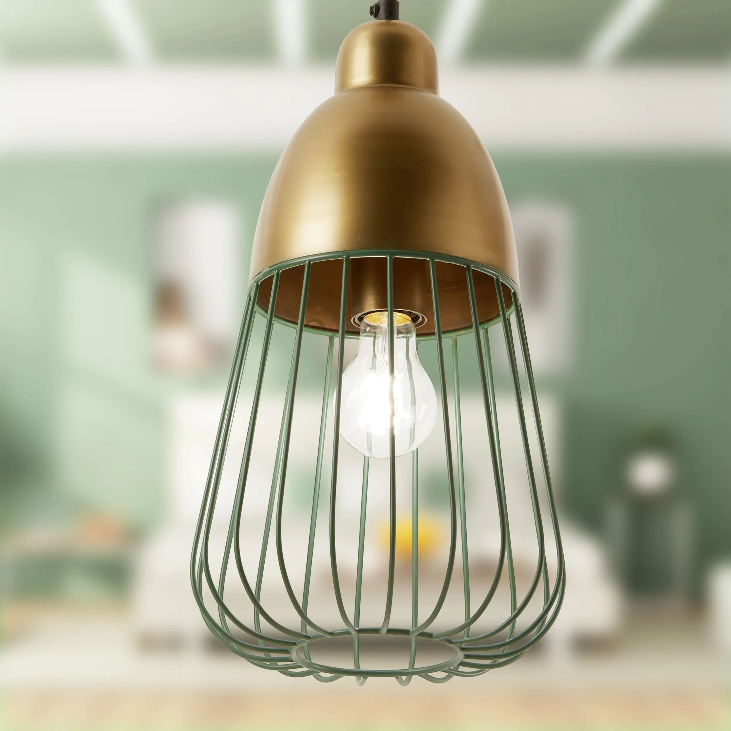 River of Goods Hanging Lamp - Emerald & Gold - Image 3