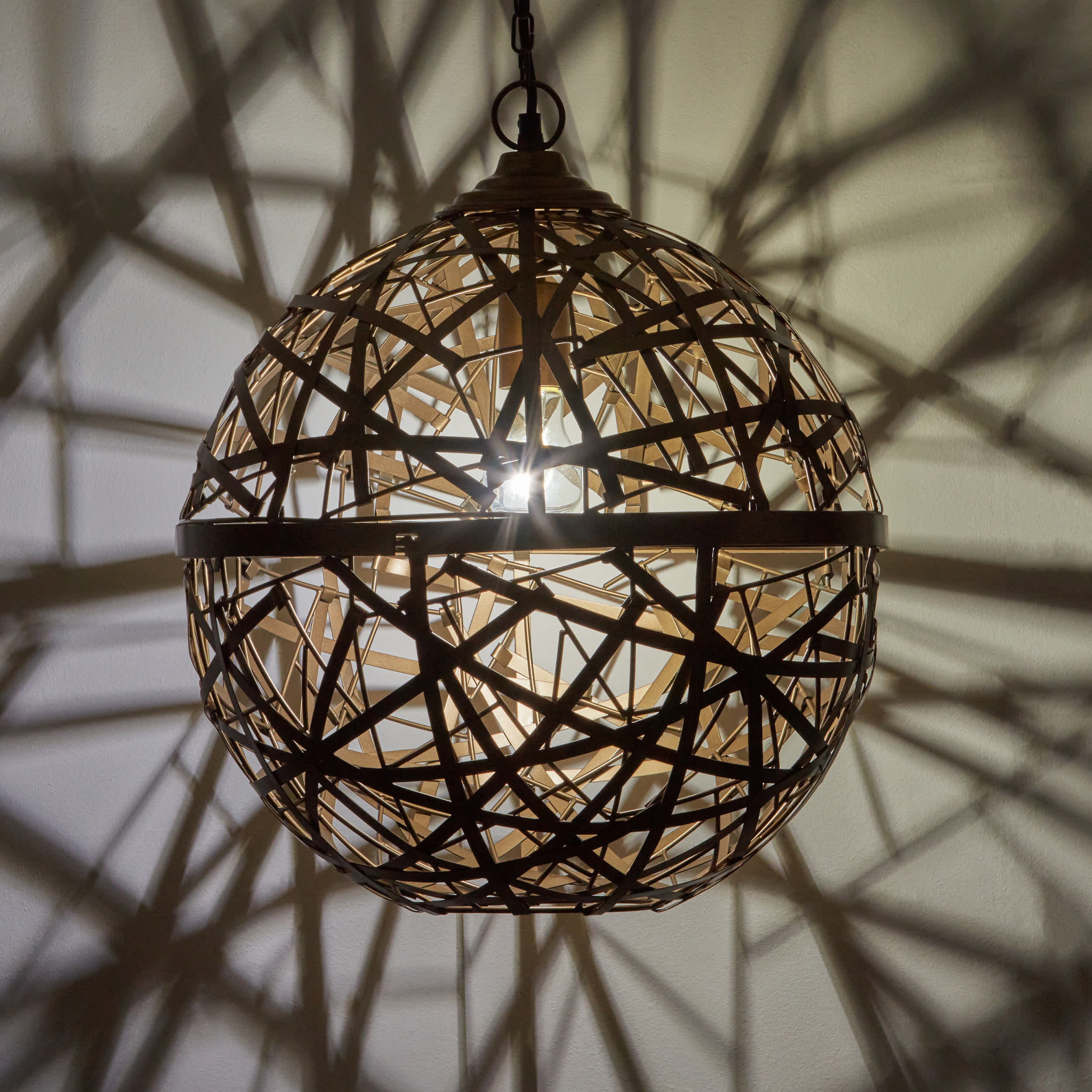 River of Goods Hanging Metal Orb Pendant, Antique Brass - Image 10