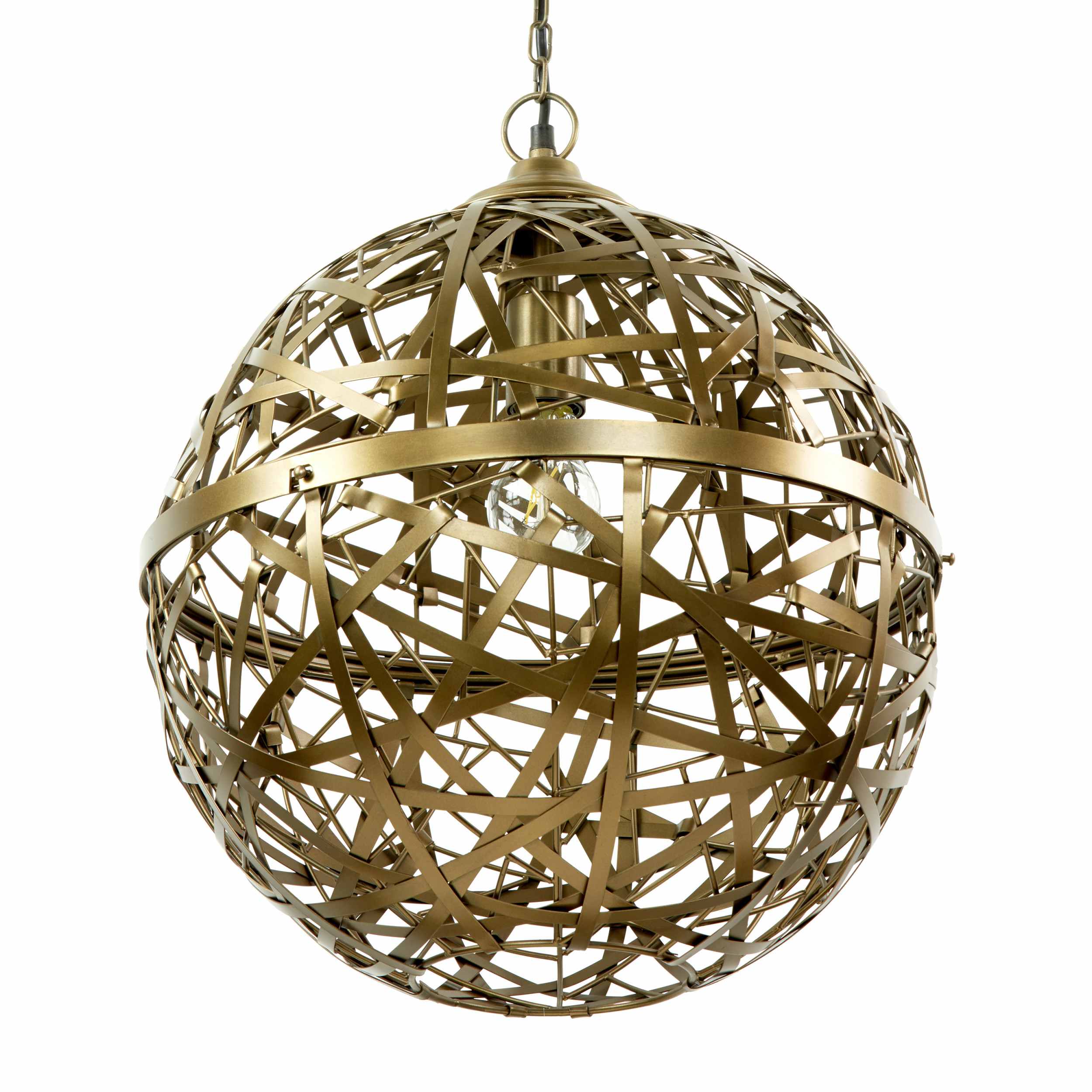 River of Goods Hanging Metal Orb Pendant, Antique Brass - Image 8
