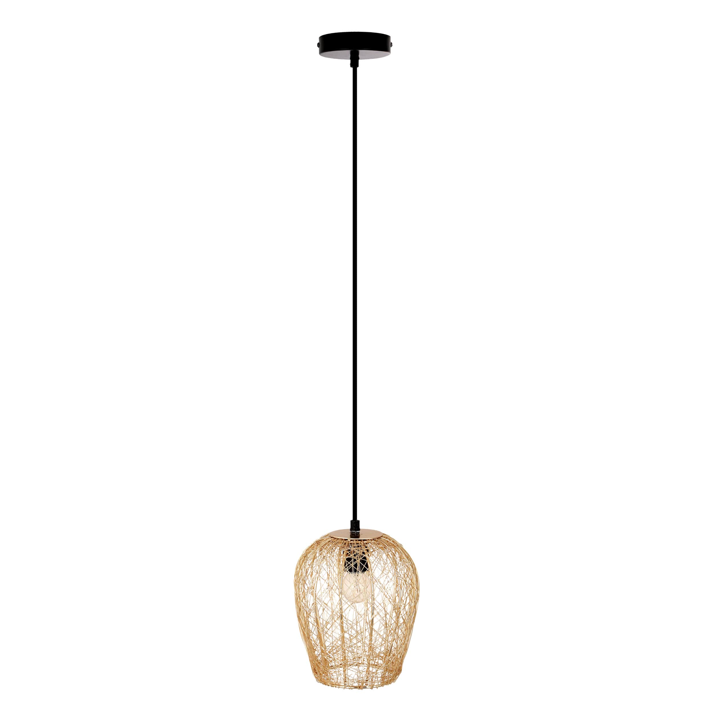 River of Goods Modern Gold Woven Metal Pendant Light - Image 7