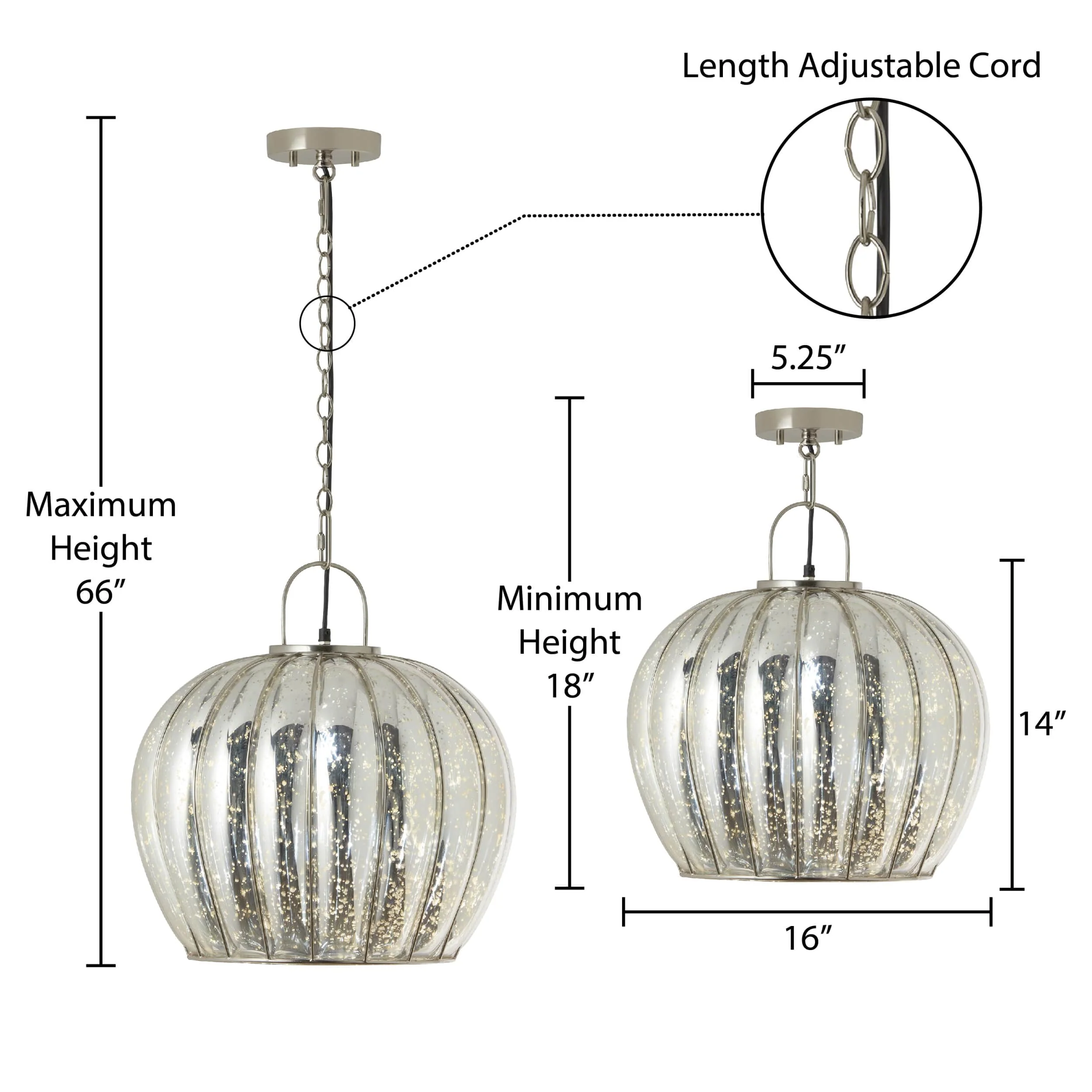 River of Goods Nickel-Finish and Silver Globe Shade Pendant Light - Image 5