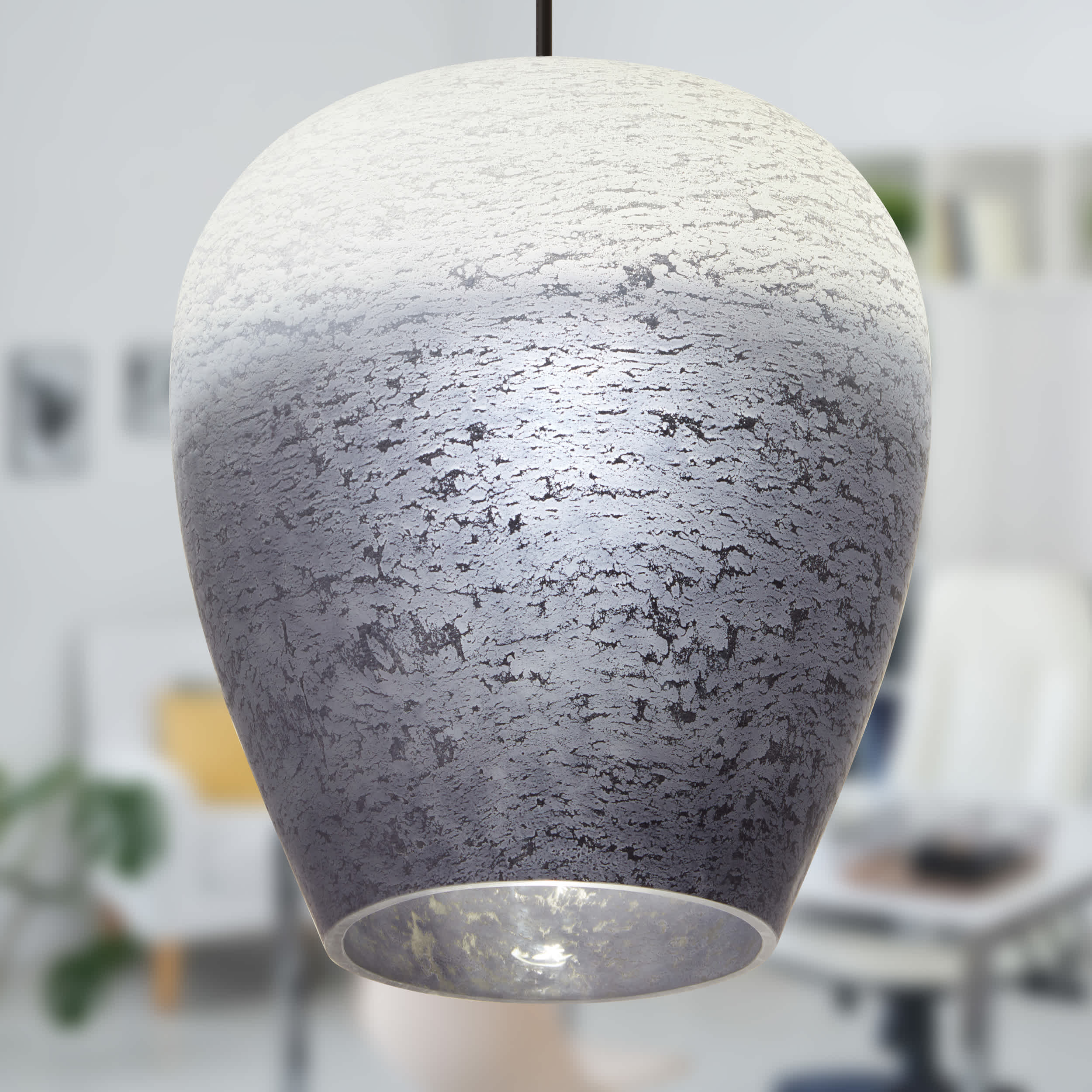River of Goods White/Black/Grey Ombre Dome Shade Pendant - Image 2