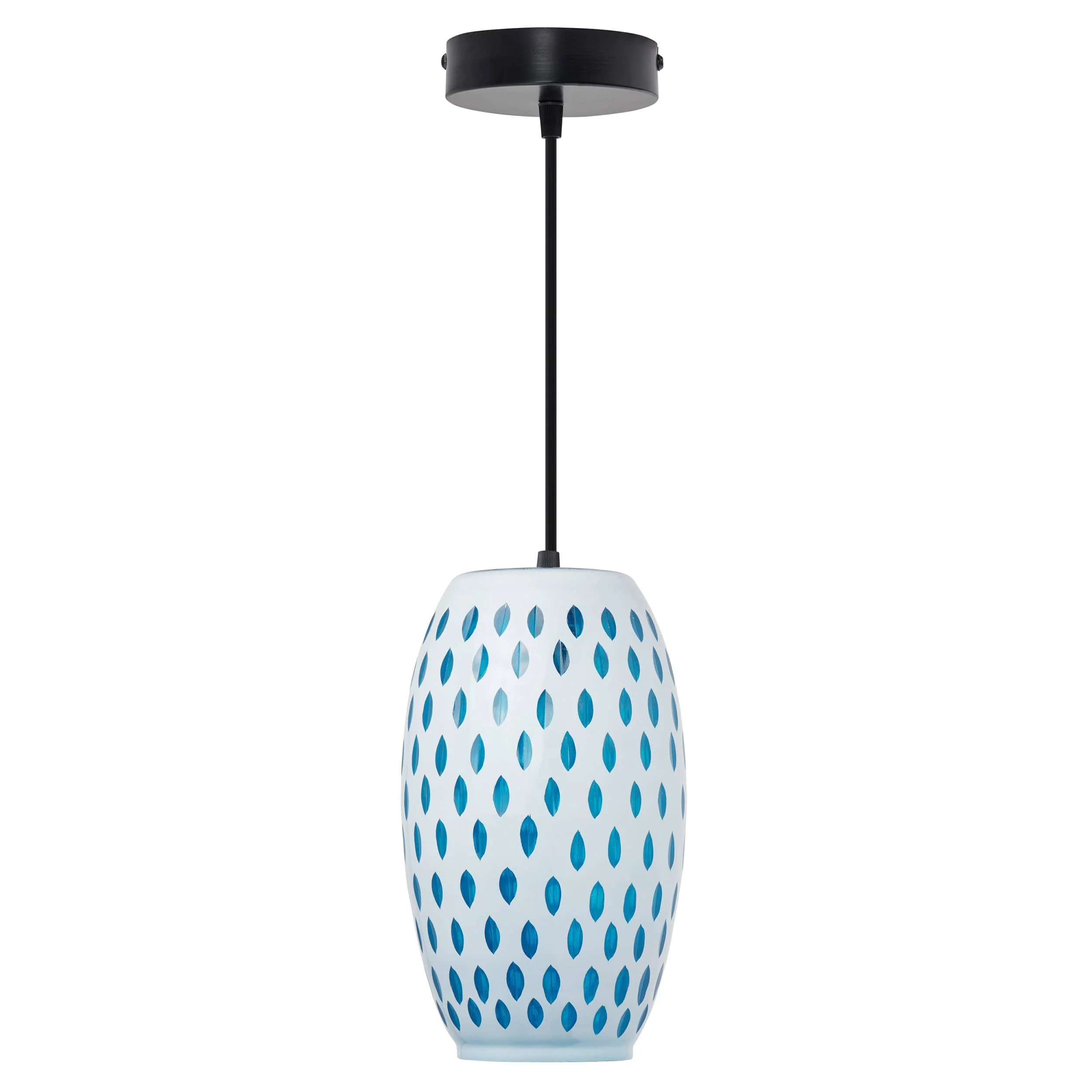 River of Goods White and Blue Glass Globe Shade Pendant - Image 7