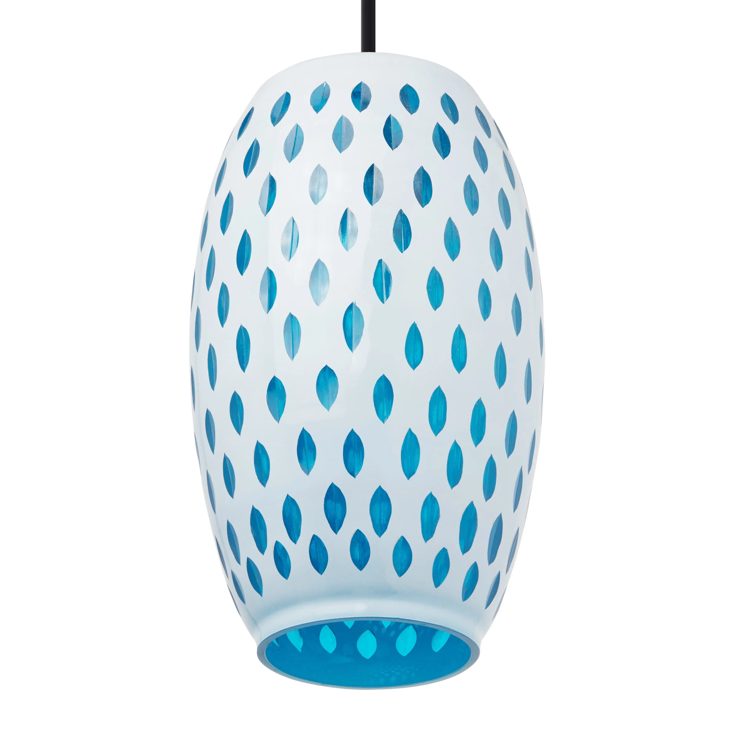 River of Goods White and Blue Glass Globe Shade Pendant - Image 8