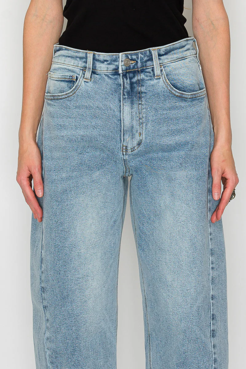 Harlow High Waisted Barrel Jeans Blue by Artemis - Image 7