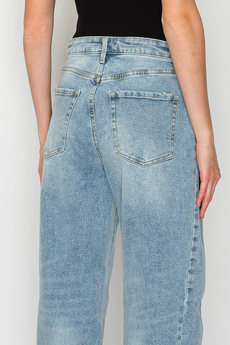 Harlow High Waisted Barrel Jeans Blue by Artemis - Image 9