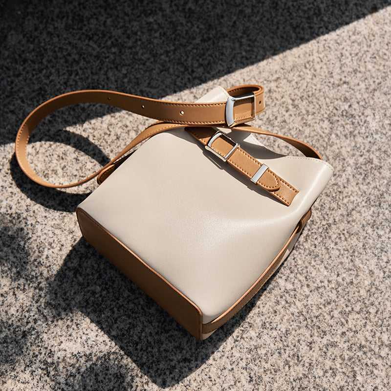 Harper Leather Belt Accent Bucket Crossbody Bag - Image 16
