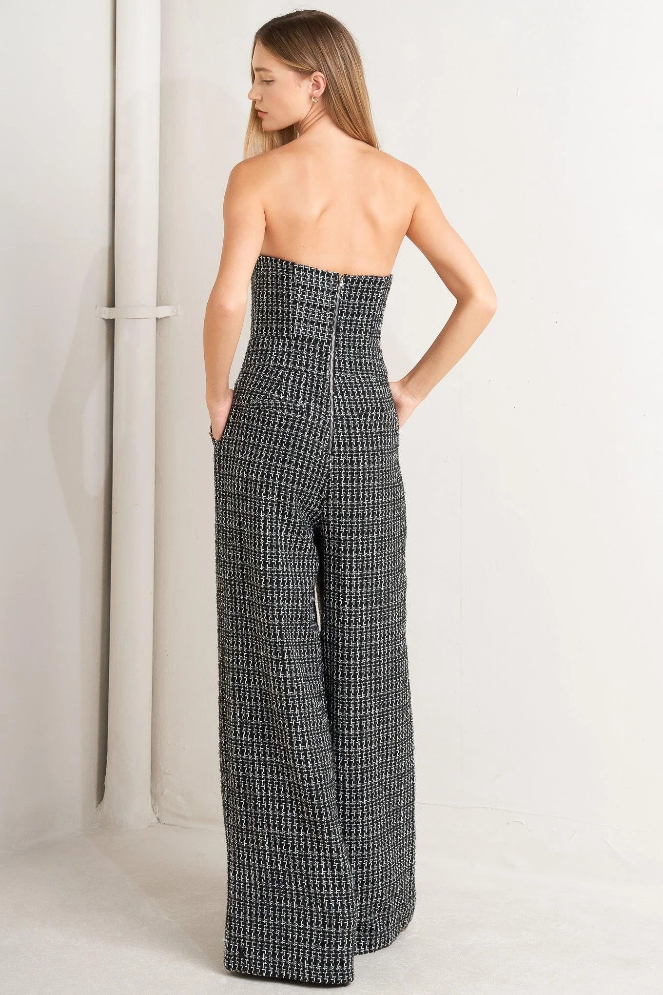 Haute Strapless Tweed Jumpsuit - Image 2