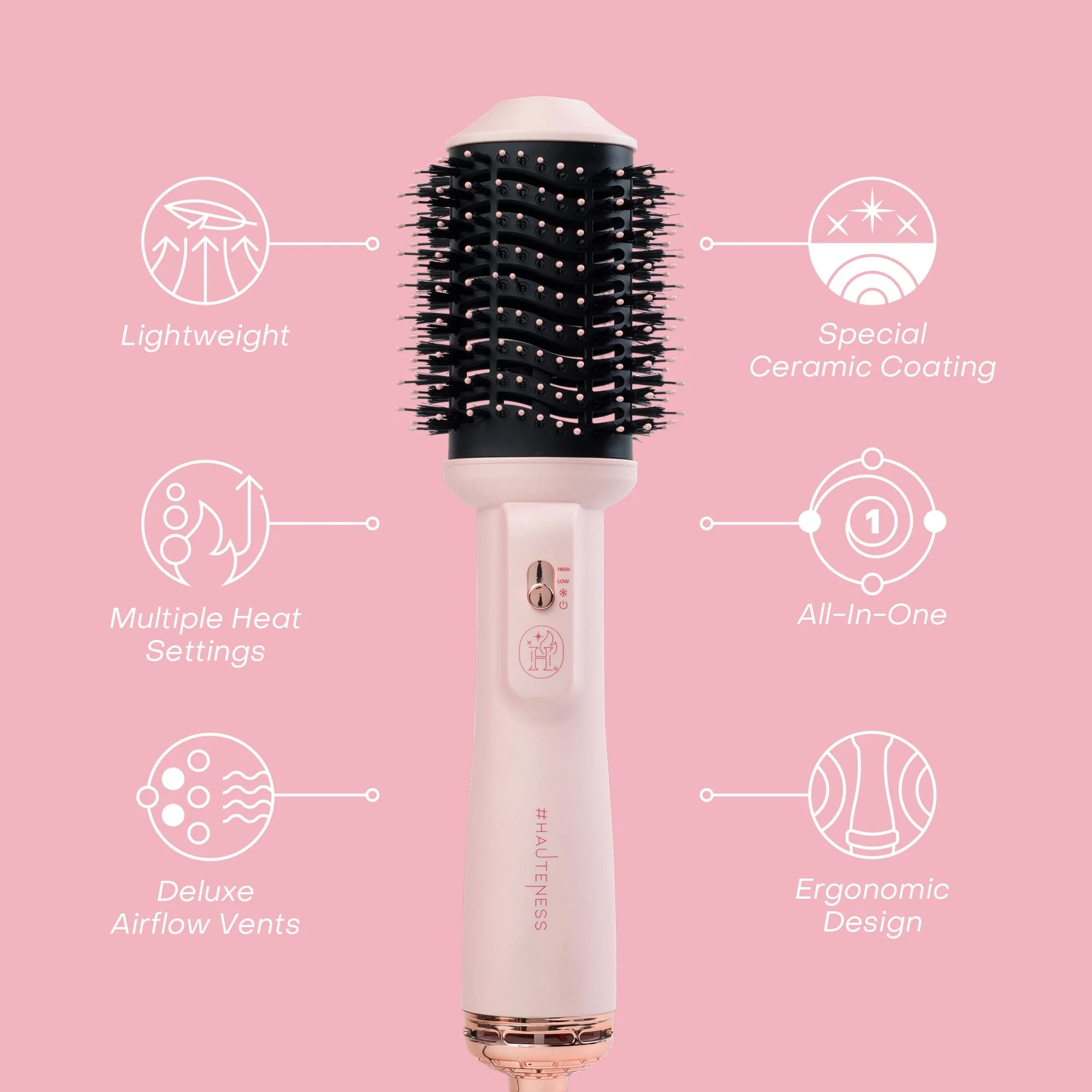 HAUTENESS - 4-in-1 Blowout Brush Hair Dryer – Hot Air Brush for Drying, Straightening & Volume - Image 12
