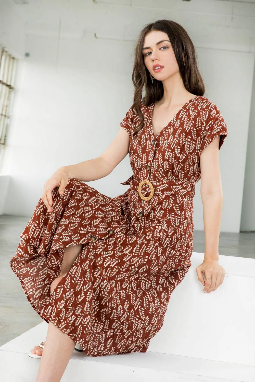 Hazel-Short Sleeve Button Down Dress - Image 3
