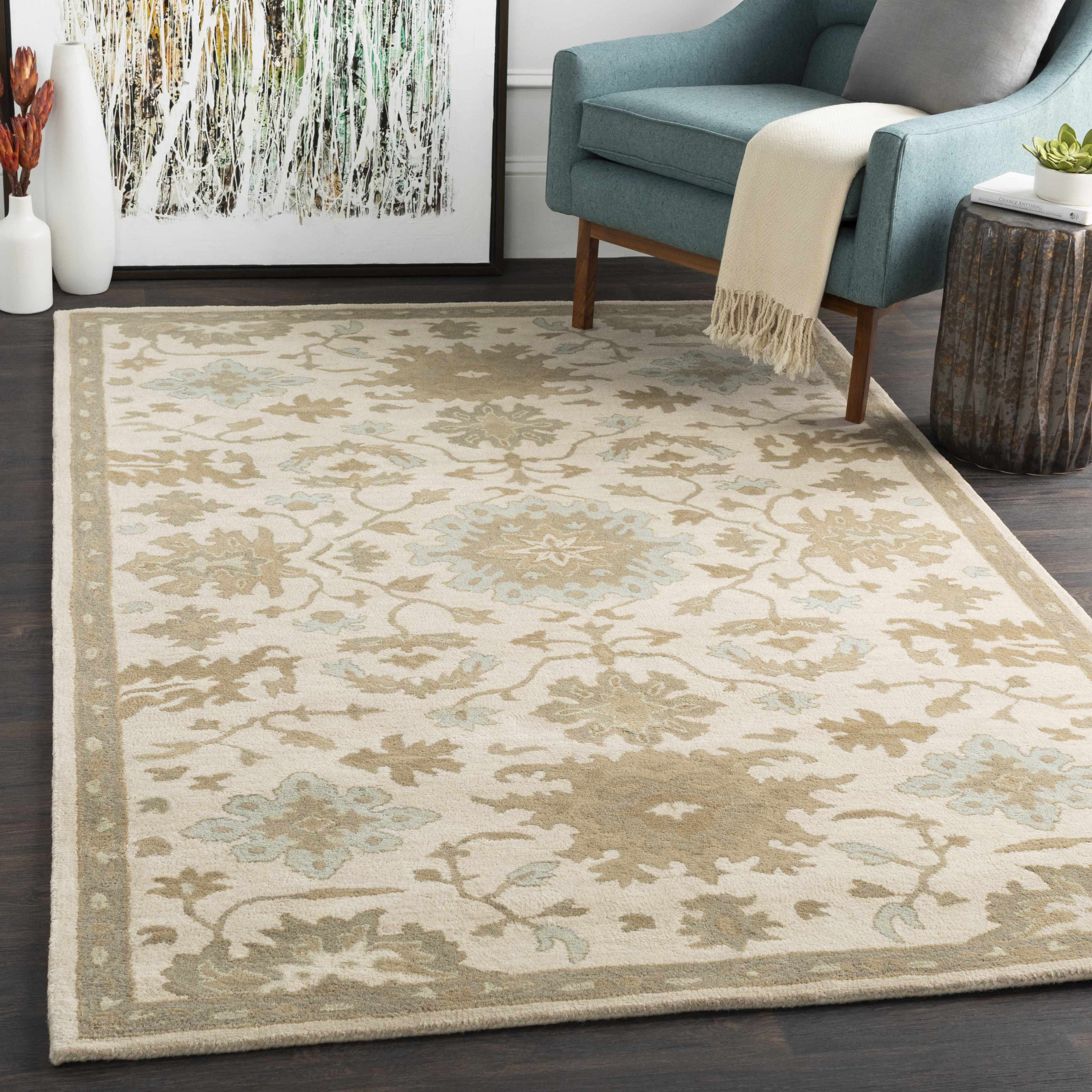 Hazen 1197 Hand Tufted Light Beige Wool Rug - Image 2