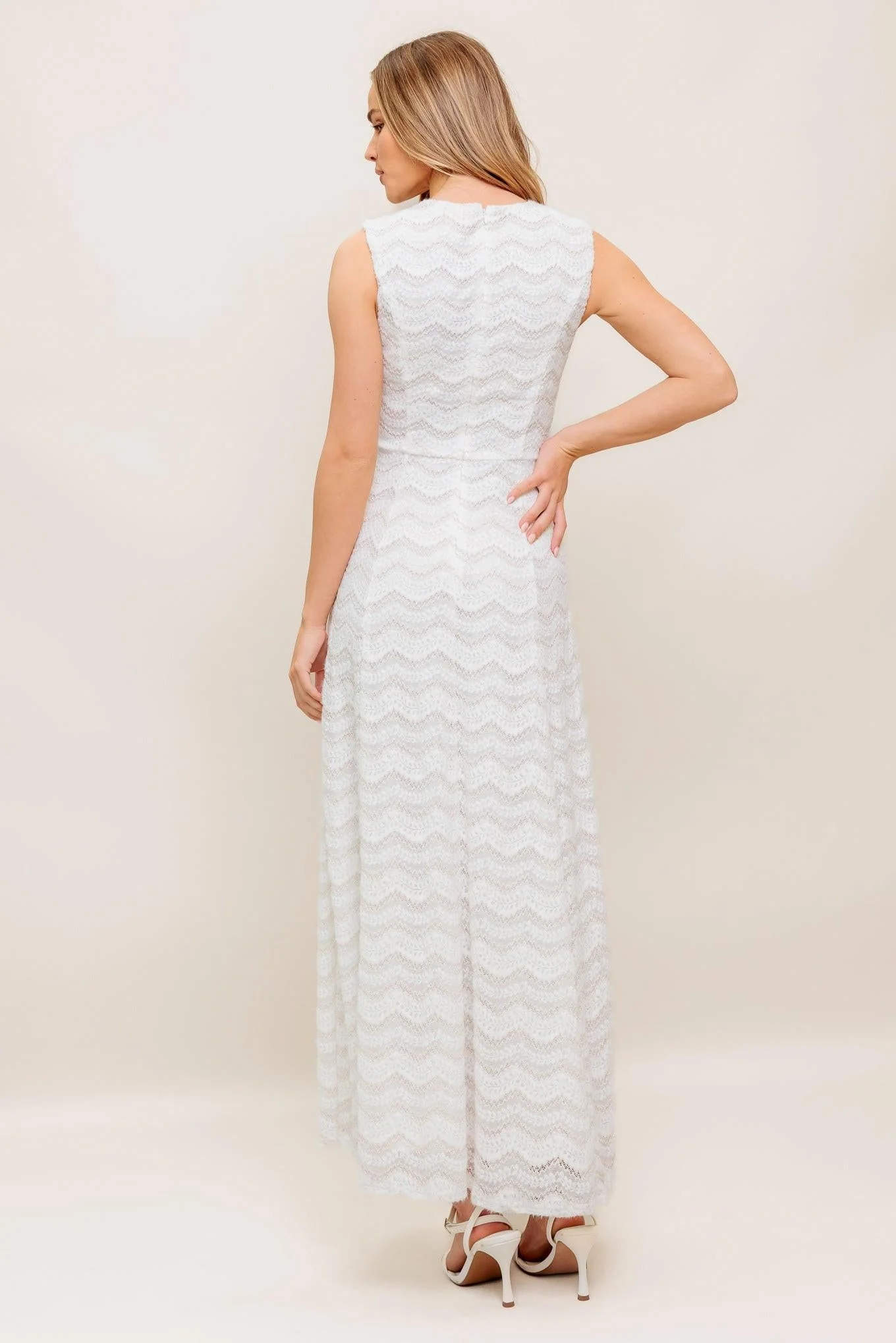 Heartfelt Cream Woven Lace Ankle Dress - Image 3