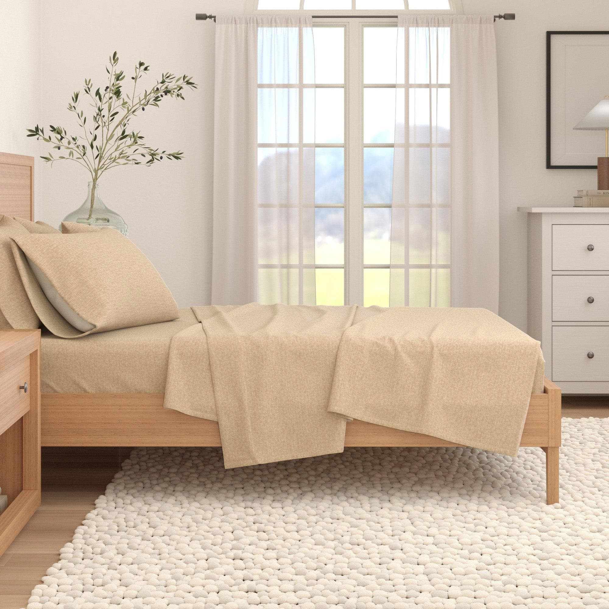 Heathered Solid Cotton Blend Flannel Sheet Set - Anders Collection - Image 6