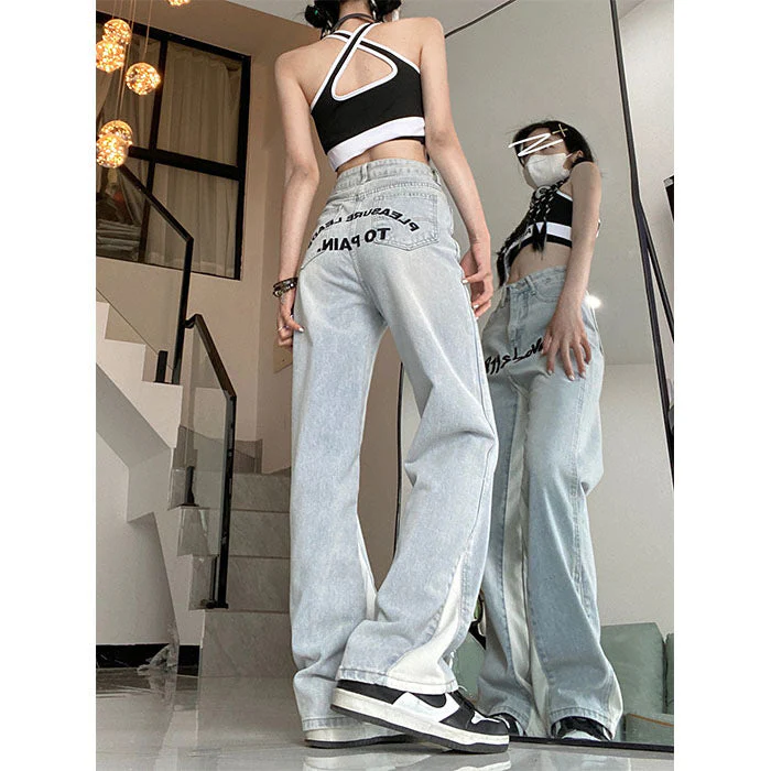 High Street Embroidery Stitching Jeans Women's Straight Slimming - Image 4