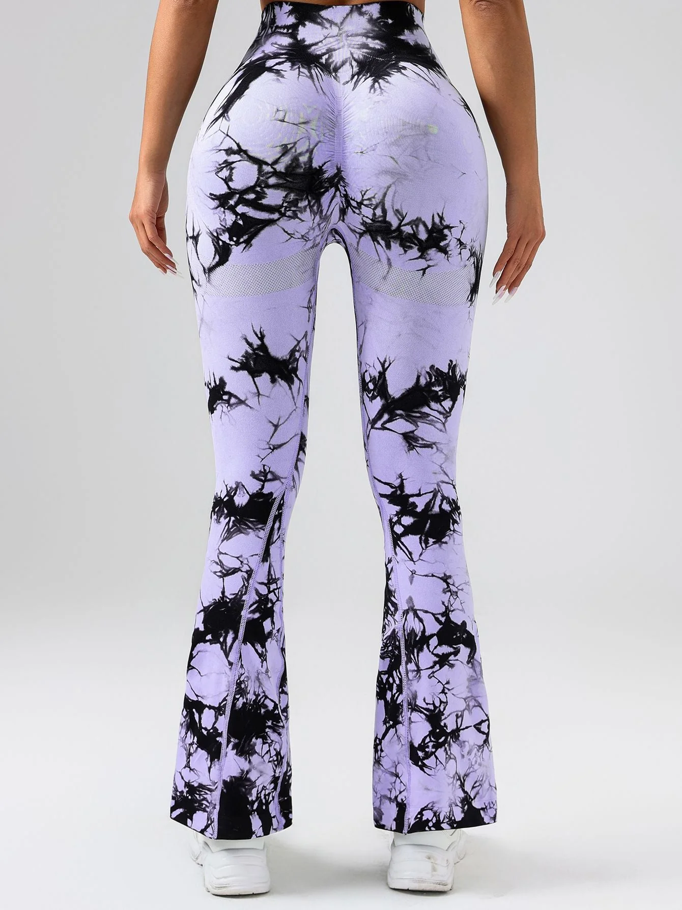High-Waist Tummy Control Flare Yoga Pants For Women, Tie-Dye Stretch Slimming Bootcut Workout Pants, Fitness & Sports Activewear - Image 12