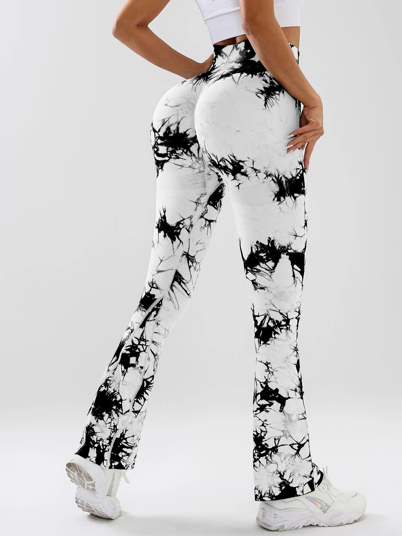 High-Waist Tummy Control Flare Yoga Pants For Women, Tie-Dye Stretch Slimming Bootcut Workout Pants, Fitness & Sports Activewear - Image 13