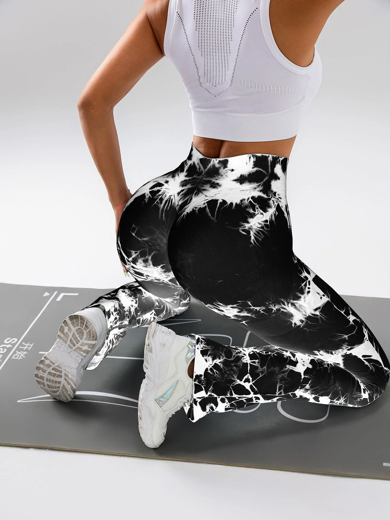 High-Waist Tummy Control Flare Yoga Pants For Women, Tie-Dye Stretch Slimming Bootcut Workout Pants, Fitness & Sports Activewear - Image 15