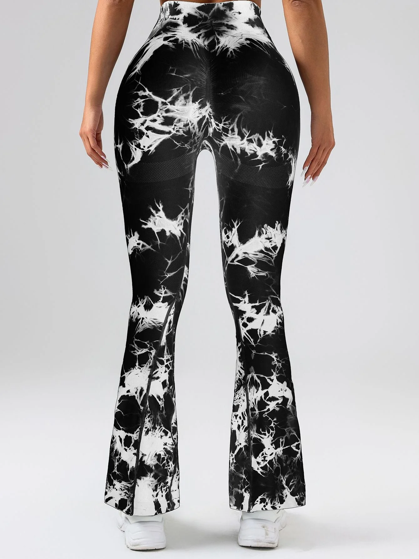 High-Waist Tummy Control Flare Yoga Pants For Women, Tie-Dye Stretch Slimming Bootcut Workout Pants, Fitness & Sports Activewear - Image 17