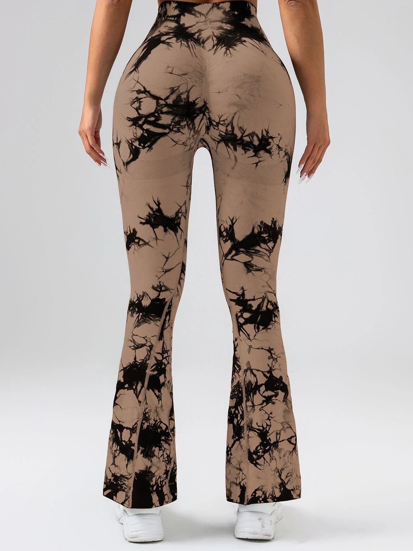 High-Waist Tummy Control Flare Yoga Pants For Women, Tie-Dye Stretch Slimming Bootcut Workout Pants, Fitness & Sports Activewear - Image 21