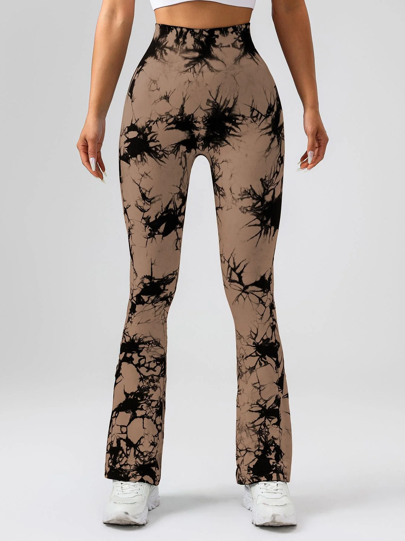 High-Waist Tummy Control Flare Yoga Pants For Women, Tie-Dye Stretch Slimming Bootcut Workout Pants, Fitness & Sports Activewear - Image 6