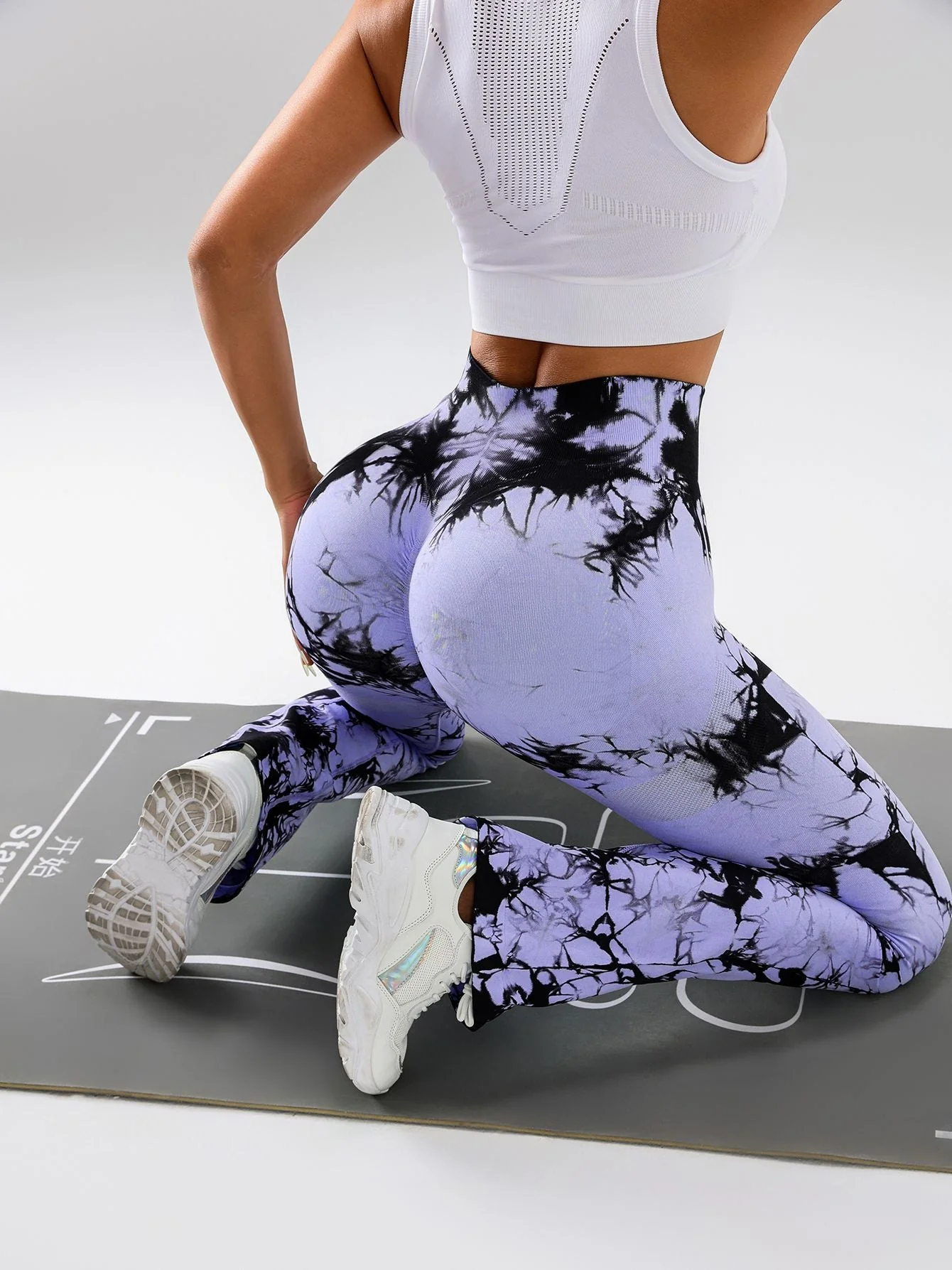 High-Waist Tummy Control Flare Yoga Pants For Women, Tie-Dye Stretch Slimming Bootcut Workout Pants, Fitness & Sports Activewear - Image 7