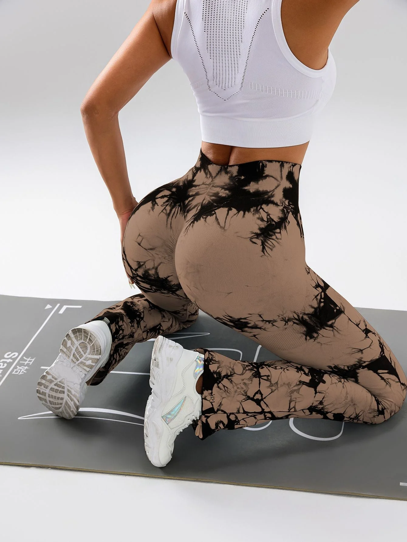 High-Waist Tummy Control Flare Yoga Pants For Women, Tie-Dye Stretch Slimming Bootcut Workout Pants, Fitness & Sports Activewear - Image 8