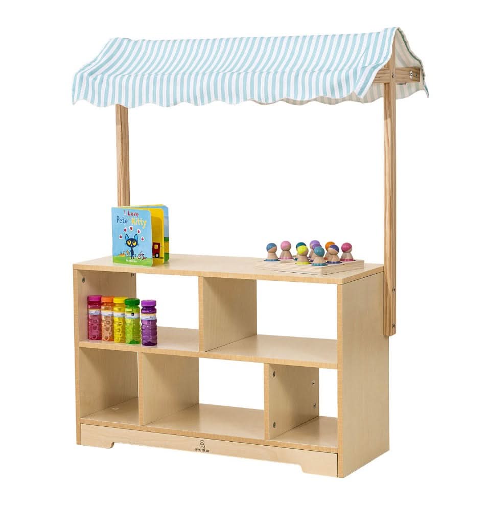 Holly Wooden Market Stand – Kids’ Pretend Play Shop & Display Shelf - Image 3