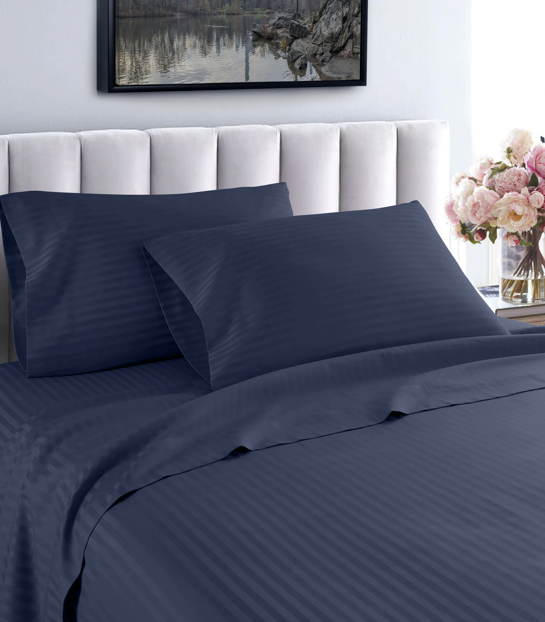 Home Sweet Home Dream Life Style Collection 1200 Thread Count Luxury Hotel Stripe Deep Pocket 100% Egyptian Cotton Bed Sheet Set - Image 33