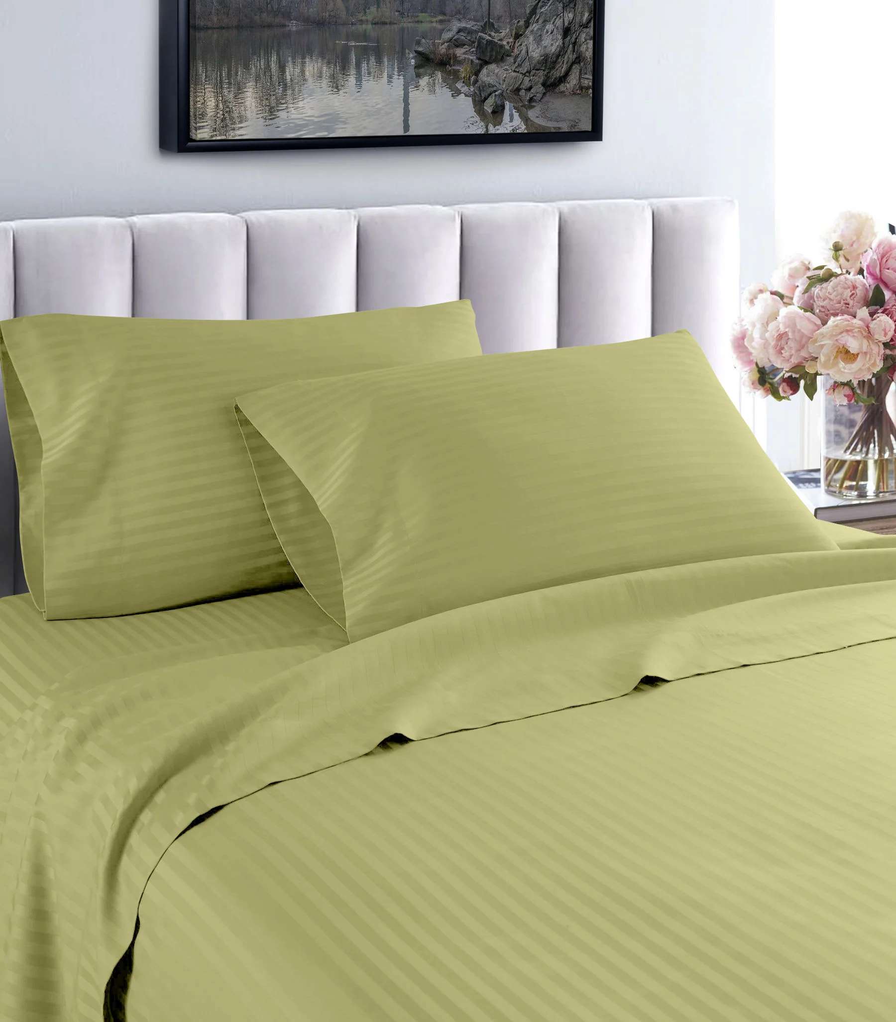 Home Sweet Home Dream Life Style Collection 1200 Thread Count Luxury Hotel Stripe Deep Pocket 100% Egyptian Cotton Bed Sheet Set - Image 53