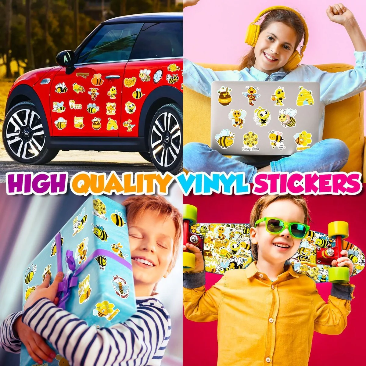 Honey Bee Vinyl Stickers – 50 Waterproof, Non-Duplicate Set - Image 5