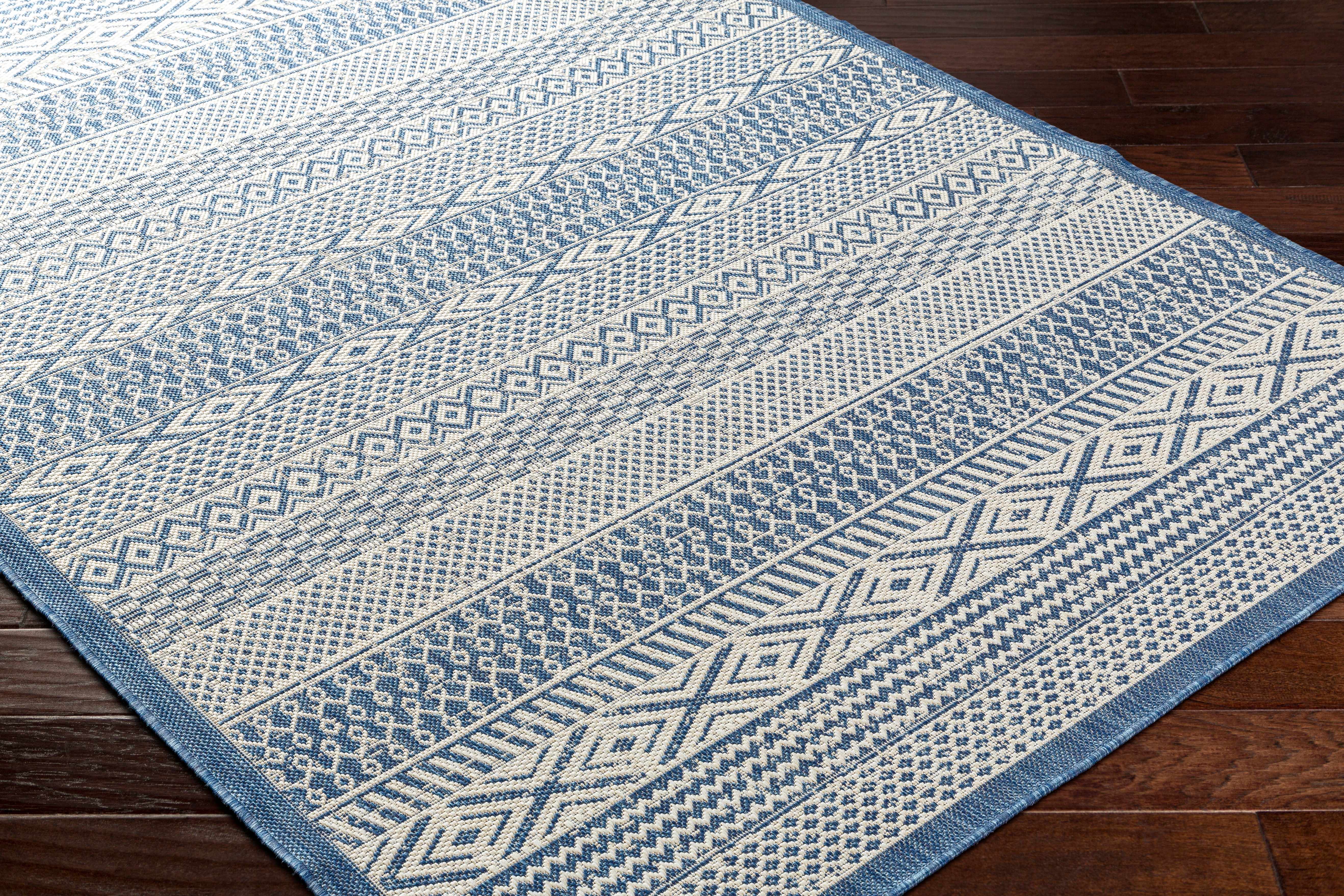 Humla Blue Aztec Outdoor Area Rug - Clearance - Image 3