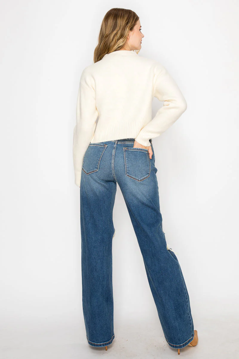 Hybrid Stretch Ripped Relaced Flare Jeans - Image 8