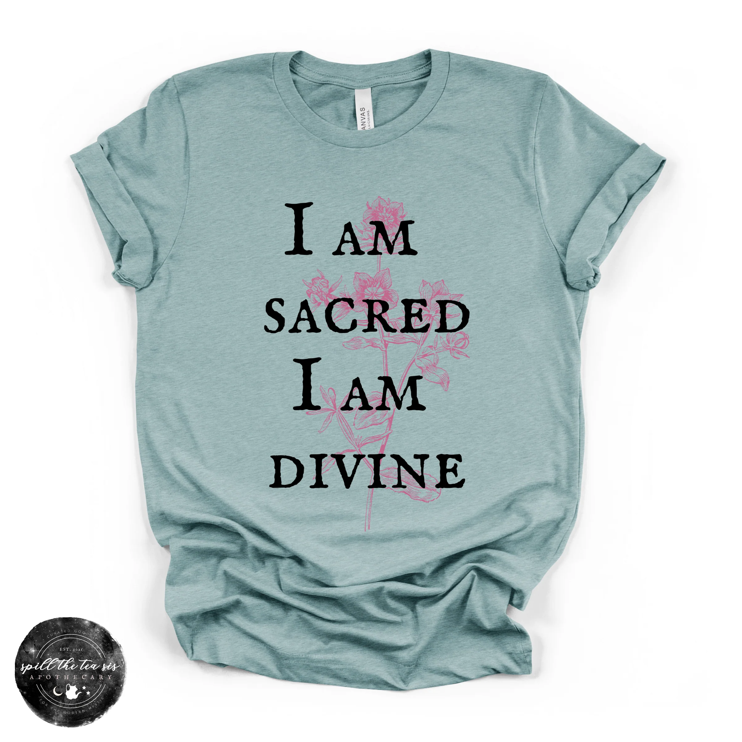 I Am Sacred, I Am Divine Tee | Spiritual Affirmation Graphic T-Shirt - Image 3