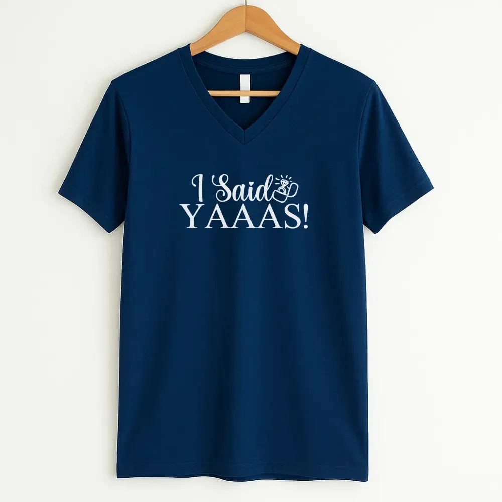 💍 I Said YAAAS Bachelorette Crew Party 🍾 Matching V-Neck T-Shirts - Image 12