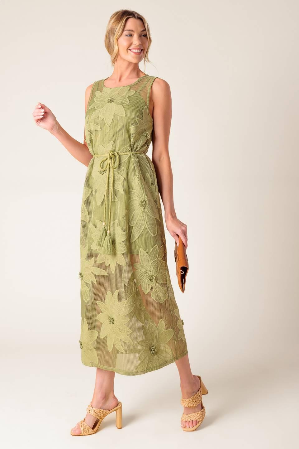 In My Free Time Woven Lace Midi Dress - Image 6