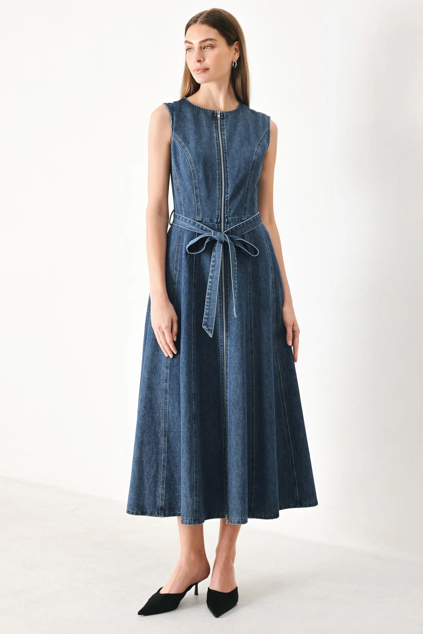 Indigo Silhouette Denim Midi Dress - Image 4