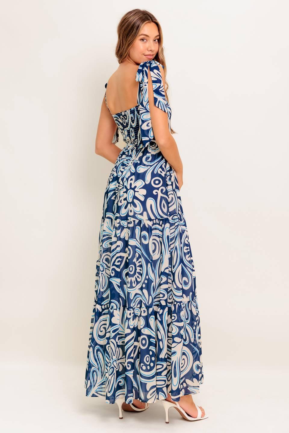 Island Serenade Navy Woven Maxi Dress - Image 7