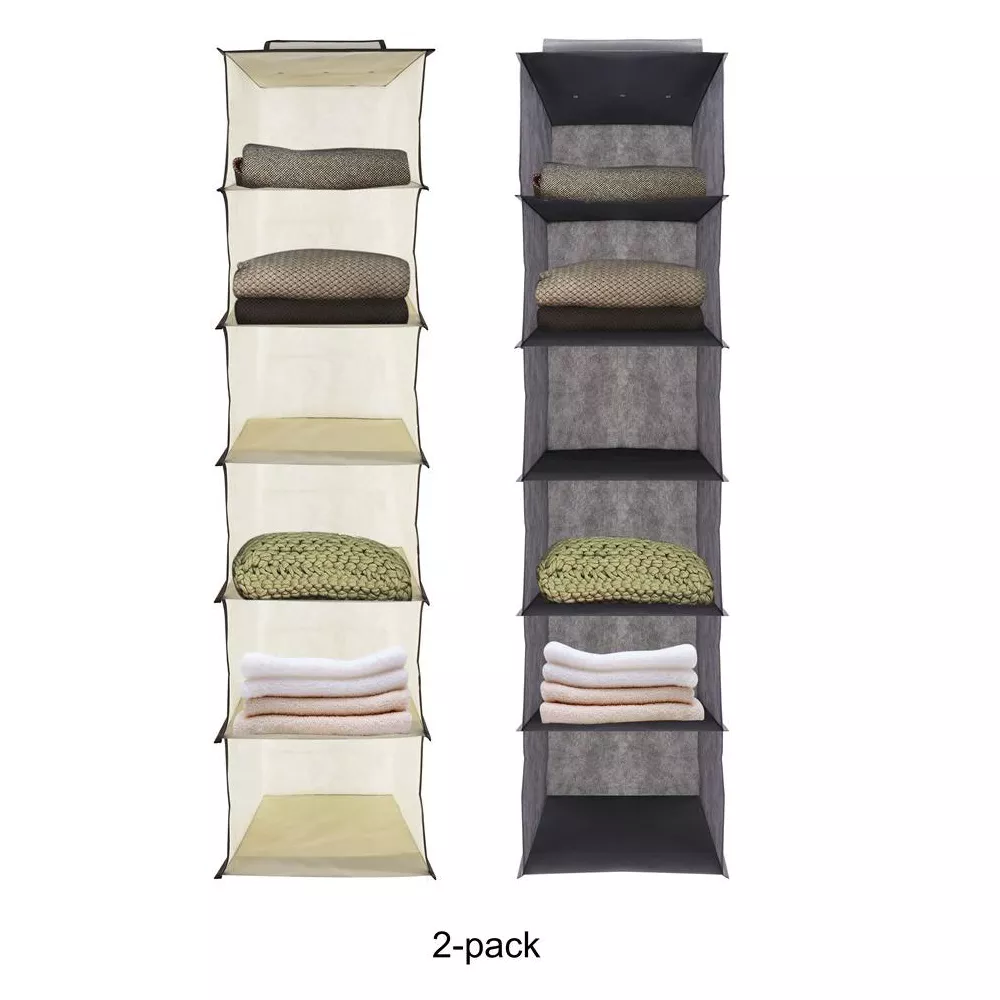 J&V TEXTILES Hanging Closet Organizer, 6-Shelf 10-Shelf Closet Hanging Storage Shelves - Image 2