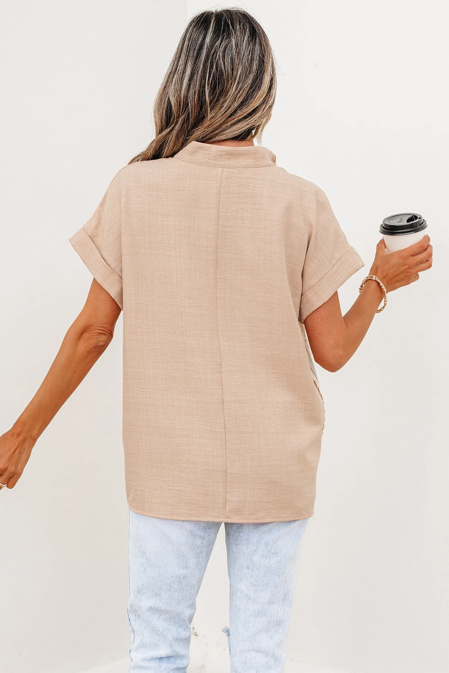 Threaded Pear Jessica Rolled Short Sleeve Blouse - Image 5