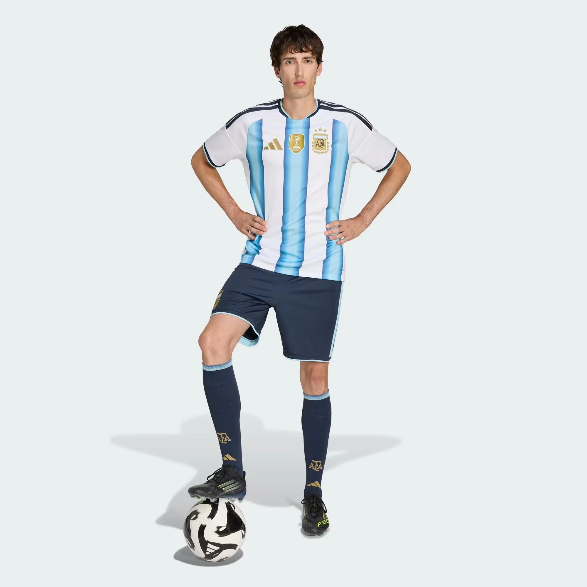 [jm1325] Mens Adidas Afa Argentina Home Shorts - Ntnavy/iceblu - Image 3